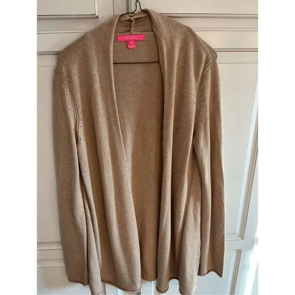 Lilly Pulitzer Allyse Cardigan Sz M Heather Sand Bar Metallic
